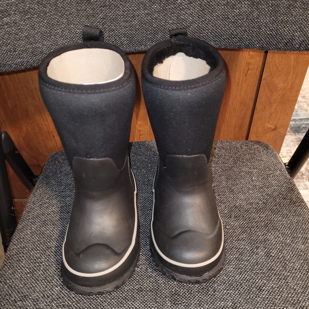 Children's Black Waterproof Rain & Snow Boots with Cozy Lining